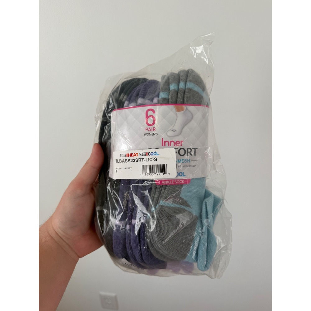 Women's Ankle Socks‎ – 6 Pair Pack – Multi Color – Size Small – NWT